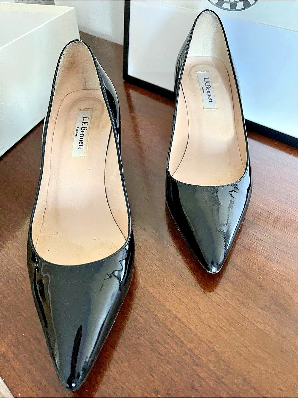 L.K.Bennett Florisa Noir Patent Leather Pumps Heels Black EU 38